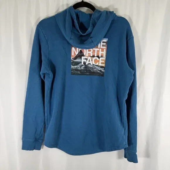 North Face Hoodie Girls XL Blue Pockets Pullover Cotton Blend - Picture 9 of 10